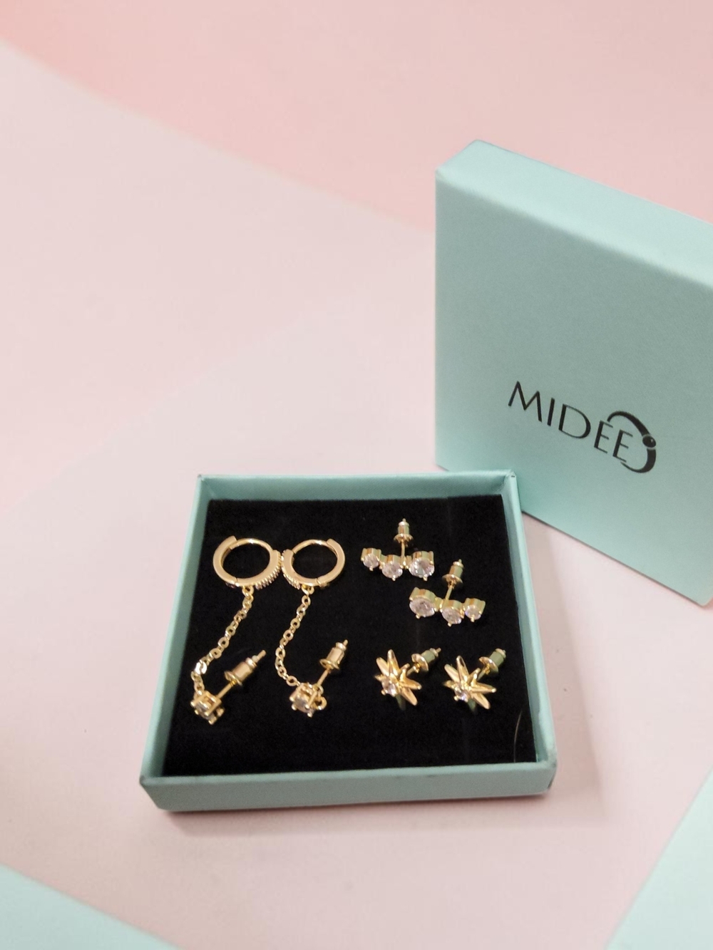 MIDEE Gold Tone Earring Set - Mint Box